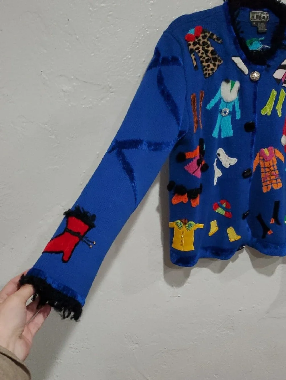 Berek Vintage Bright Blue Novelty Cardigan with Winter Outfits Size S
